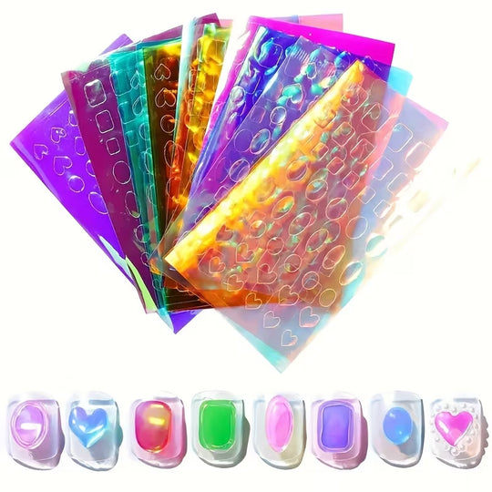 Holographic Ice Cube Nail Stickers Set (11 PCS)