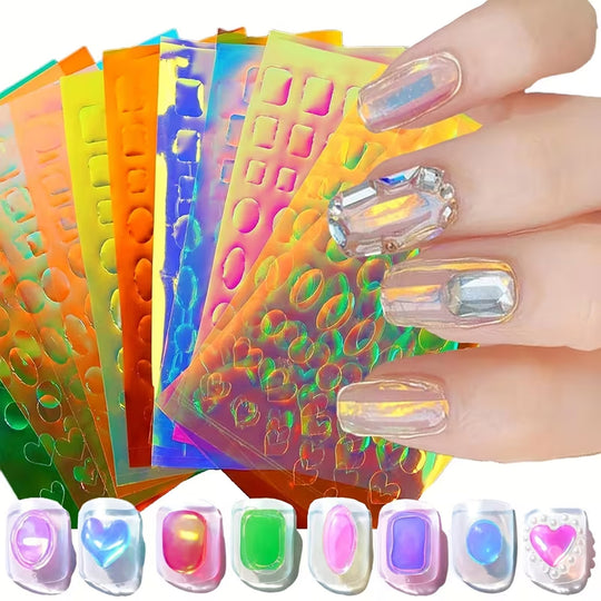 Holographic Ice Cube Nail Stickers Set (11 PCS)