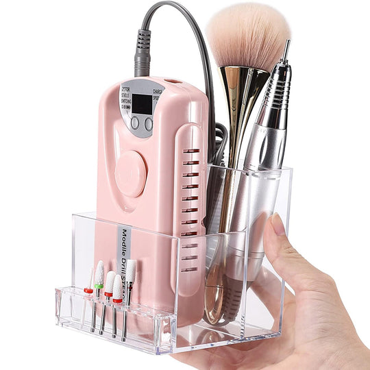 10-Hole Clear Nail Drill Machine & Bit Holder Organizer Stand