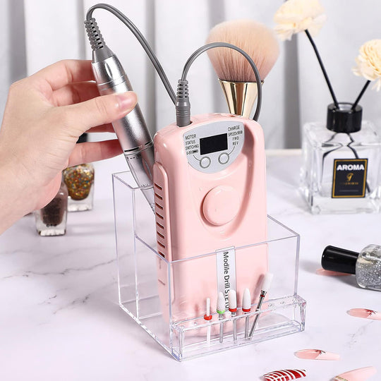 10-Hole Clear Nail Drill Machine & Bit Holder Organizer Stand