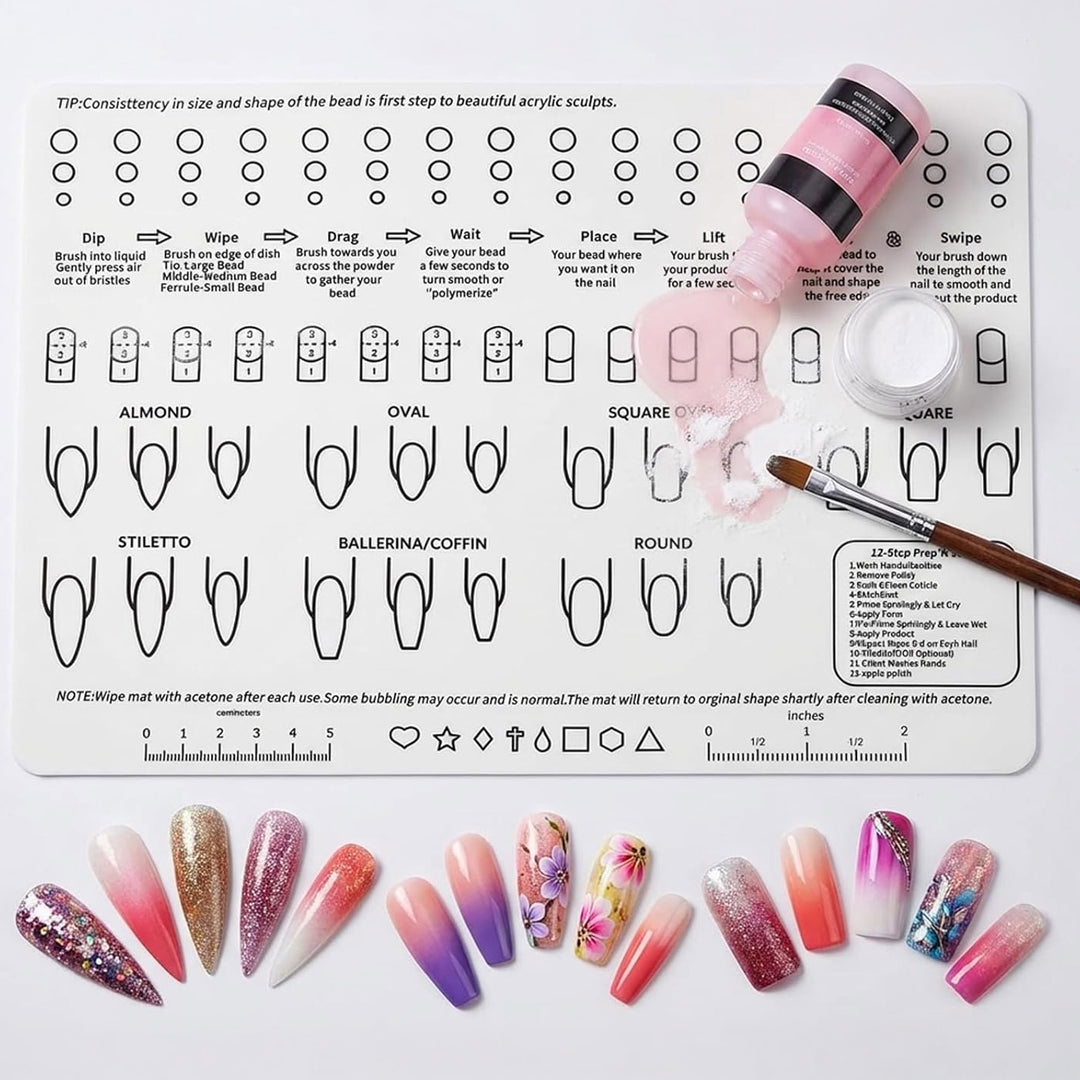 Silicone Acrylic Nail Training Mat for Practice