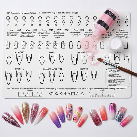 Silicone Acrylic Nail Training Mat for Practice