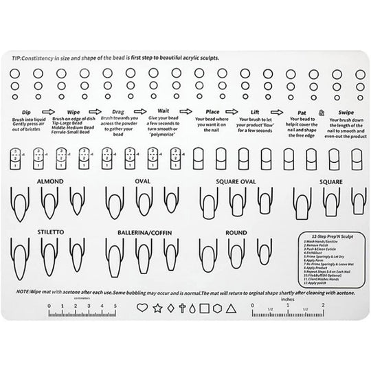 Silicone Acrylic Nail Training Mat for Practice